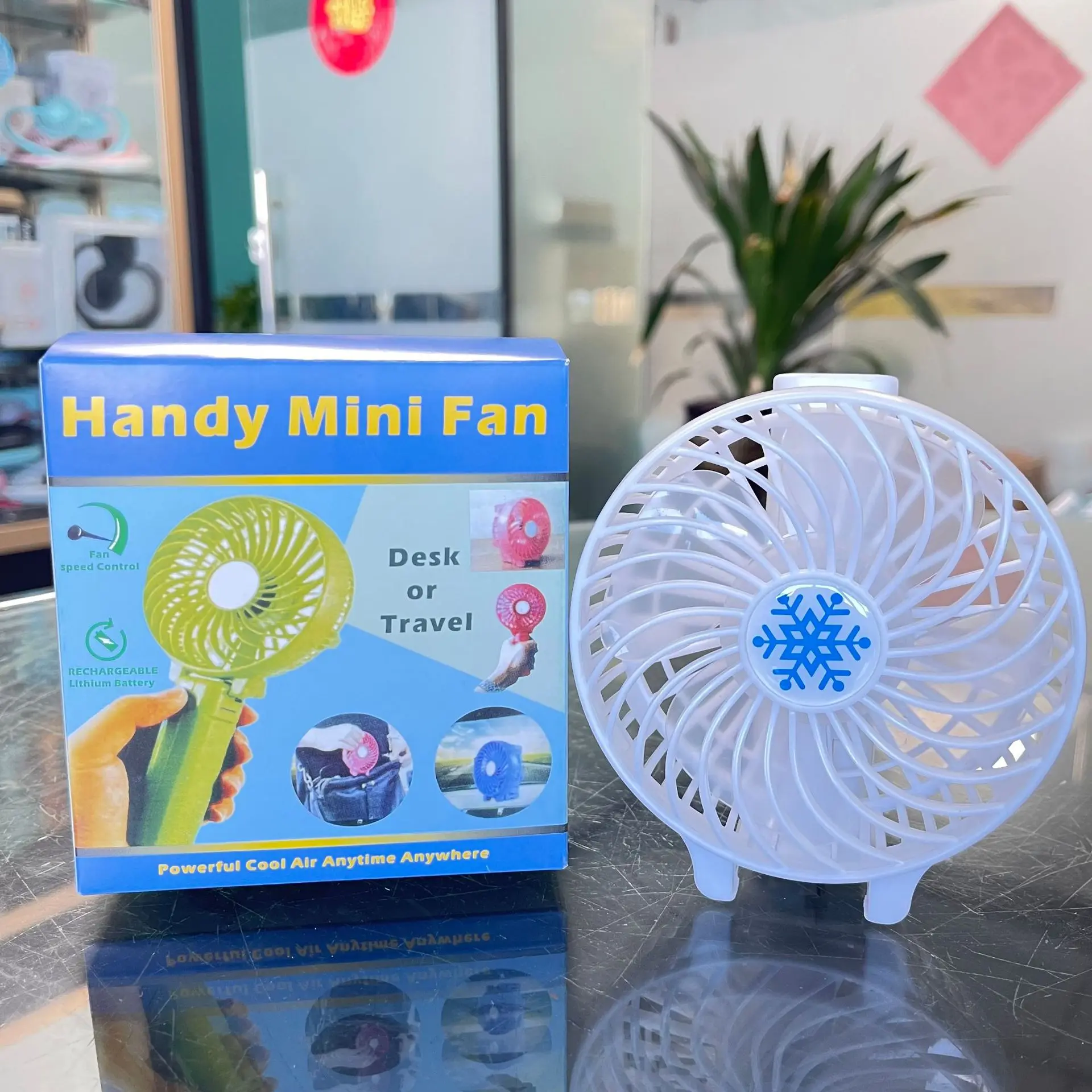 Custom portable small usb office air cooler plastic pocket handheld rechargeable mini folding fan