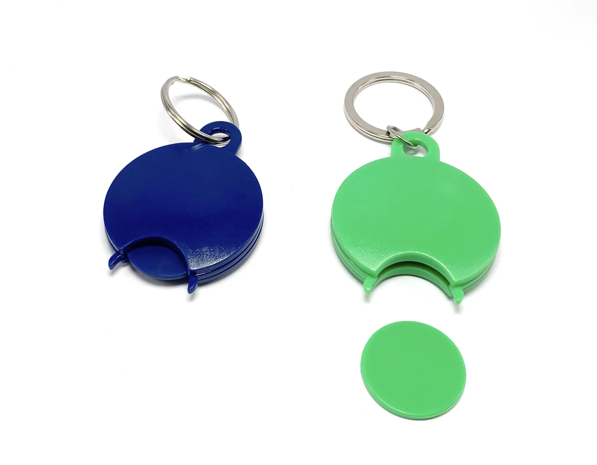 Coin Holder Plastic Keychain with Split Ring, Brand Souvenir for Exhibition, Cheap Key Chain