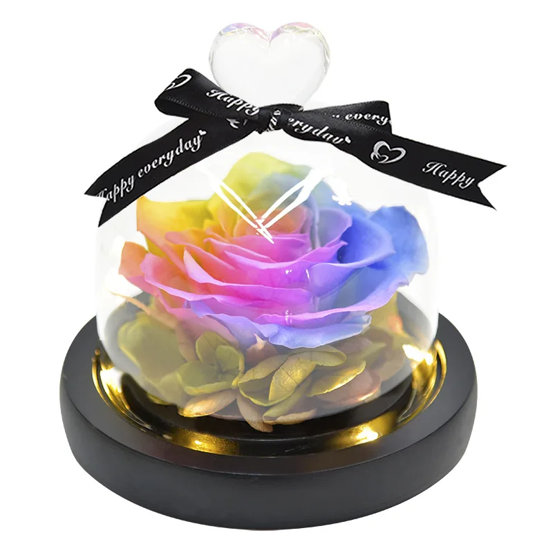 
2021 Amazon hot sale little Prince Grade A+ 6-7CM rose head preserved flower in the glass rose boxes flower 
