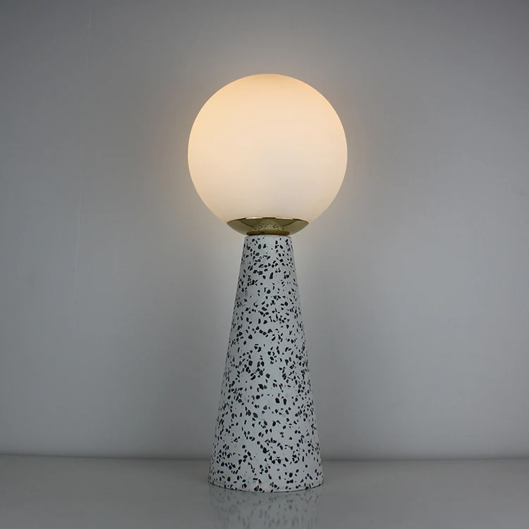 
Modern Nordic glass shade table lamps cement base round shade bedside decor table lamp 