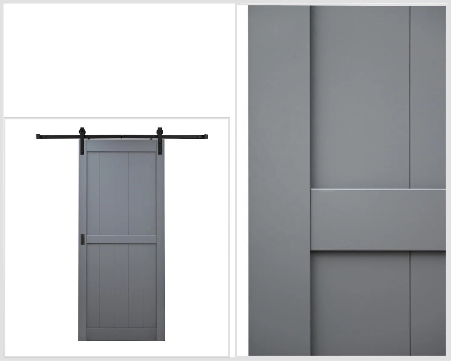 HUASEN high-grade PVC film laminated modern mdf sliding interior wooden barn doors style