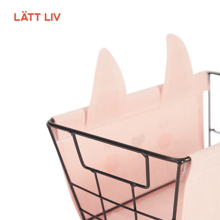 LATTLIV Metal Storage Basket Home Decor Waterproof Fabric Cover Large Capacity Sundries Storage Baskets for Organizing