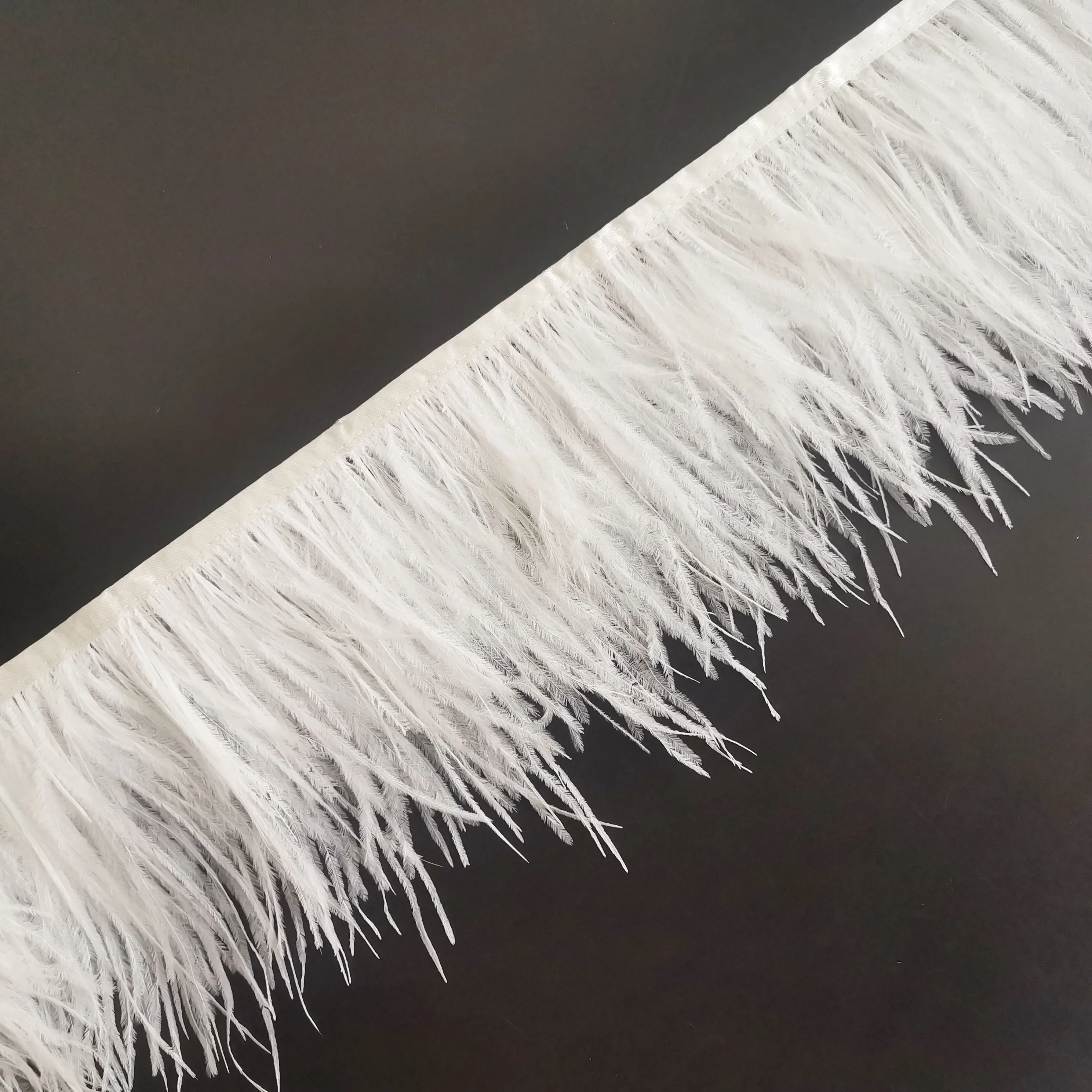 Customized Black 10-15cm 3 layers ostrich feather lace fringe trim for Fashion Costume