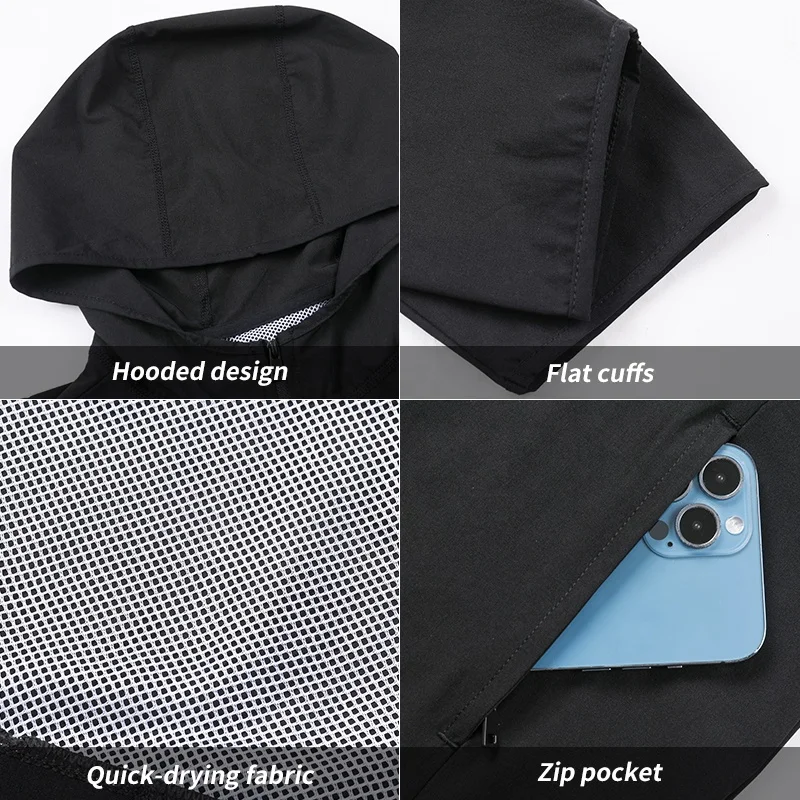 Custom Mesh Lightweight Running Wear Sports Hiking Zip Jacket for men