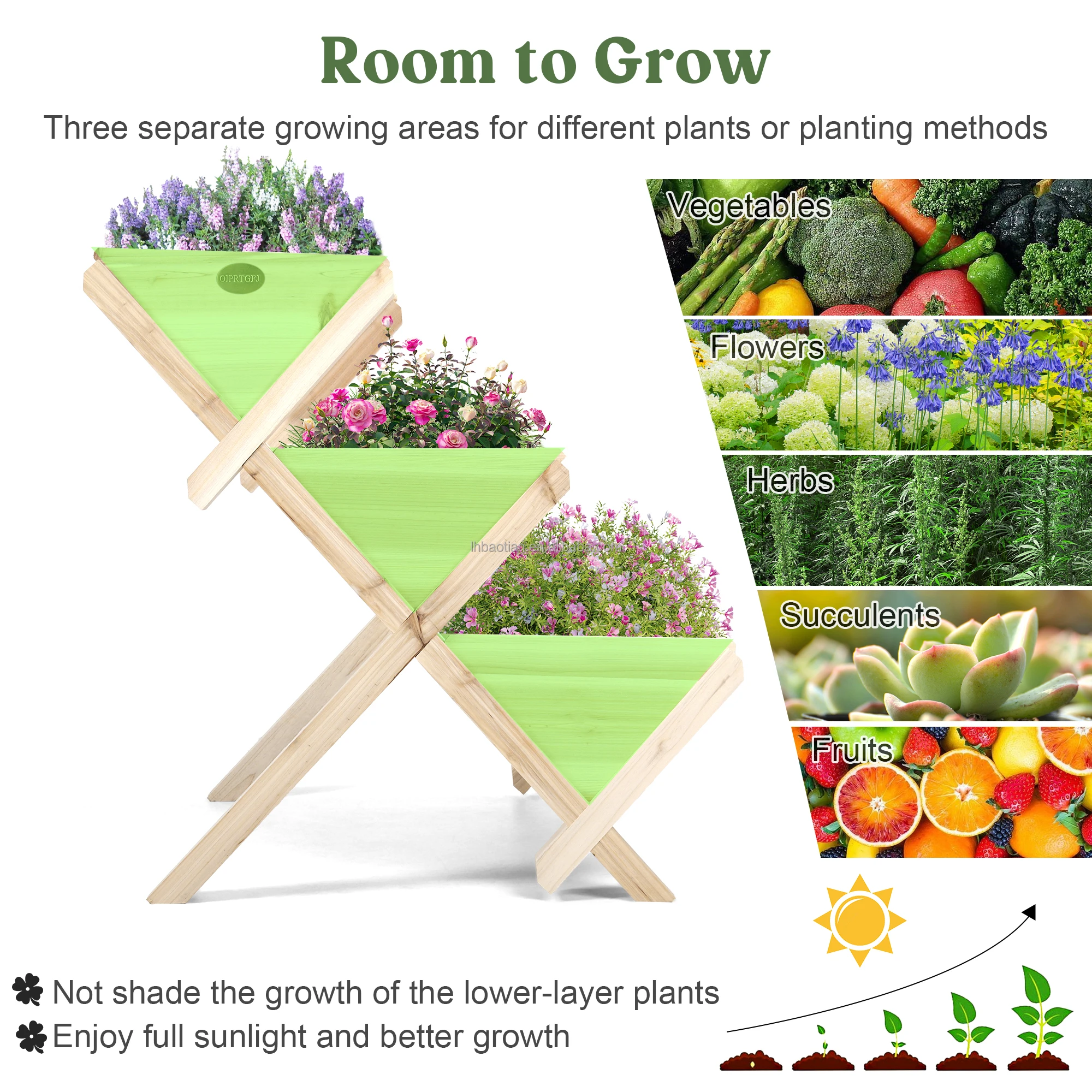 Raised Beds Kit for Flower 3 Tiers Wooden Vertical Raised Garden Bed with Legs Garden Freestanding Raised Garden Bed Planter Box