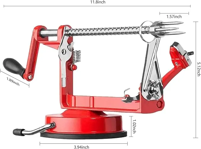 Red Spiral Twisted  Stainless Steel Tornado Potato Cutter With Powerful Suction Base