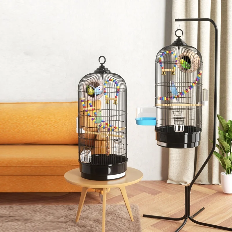 Cheap Price Breeding Cage For Parrot Round Shape Bird Parrot Stand Cage with Hook