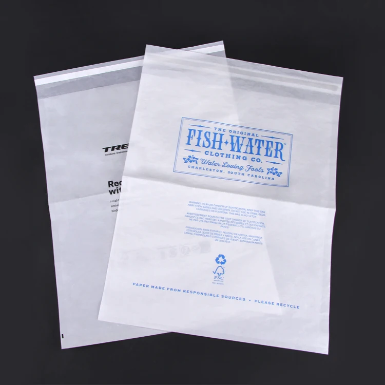 A4 A6 Transparent White Clear clothing apparel Packing Square eco biodegradable Envelopes glassine paper mailer bag