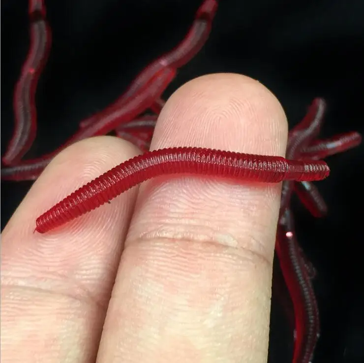 WEIHE  3.5cm 0.25g Isca Artificial Simulation Red Earthworm Soft Bait Fishing Lure Lifelike Worm Smell Baits Pesca