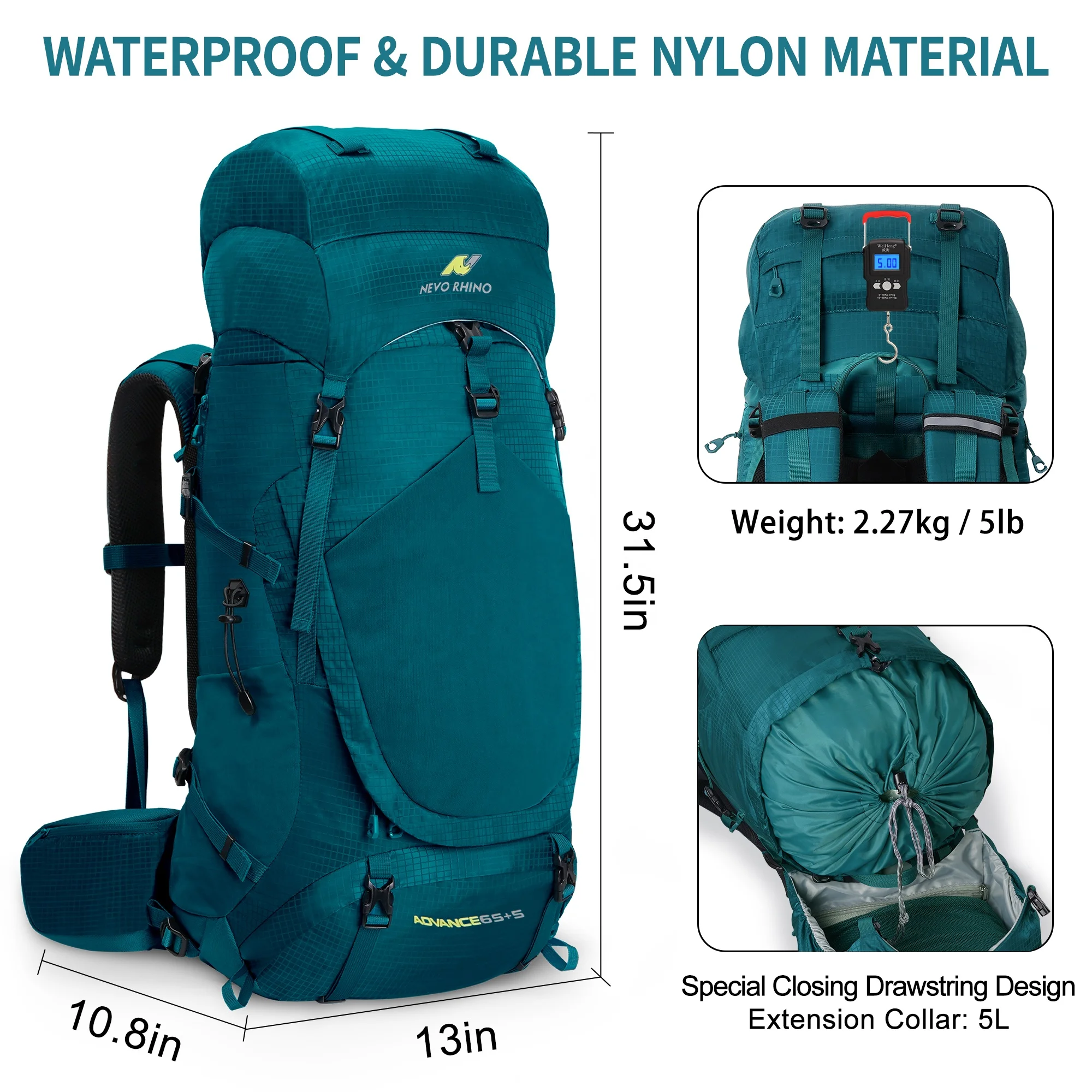 Wholesale mountaineering bag large capacity 70L nylon outdoor backpack travel bag can hold trekking poles