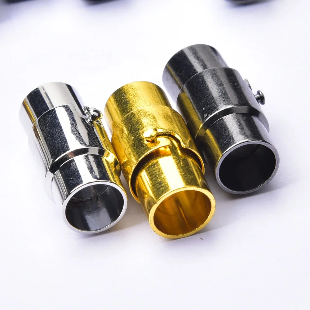 6mm Magnetic Metal End Tips Caps Rhinestone Rope Leather Bracelet Clasp Necklace Connectors Diy Jewelry Accessories