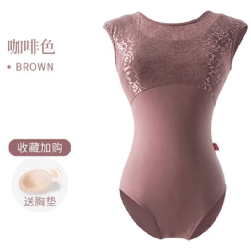 Lace Round-Neck Ballet Dance Leotardas For Women Girls Gymnastics Professional Practice Bodysuit Adult Ballerina Stage Clothes