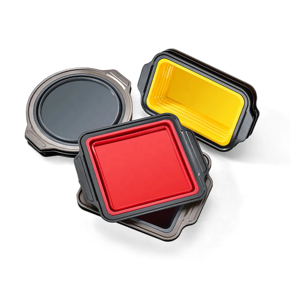 Easy-Release Foldable Silicone Cake & Toast Molds Square & Round Household Kitchen Oven Baking Tools Baking Dish & Pan