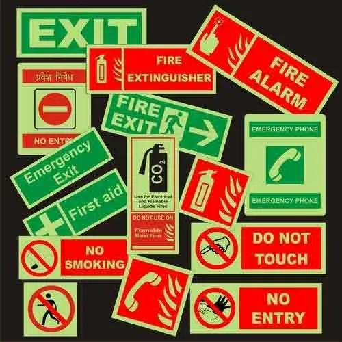 Photoluminescent self adhesive sign luminous exit signs