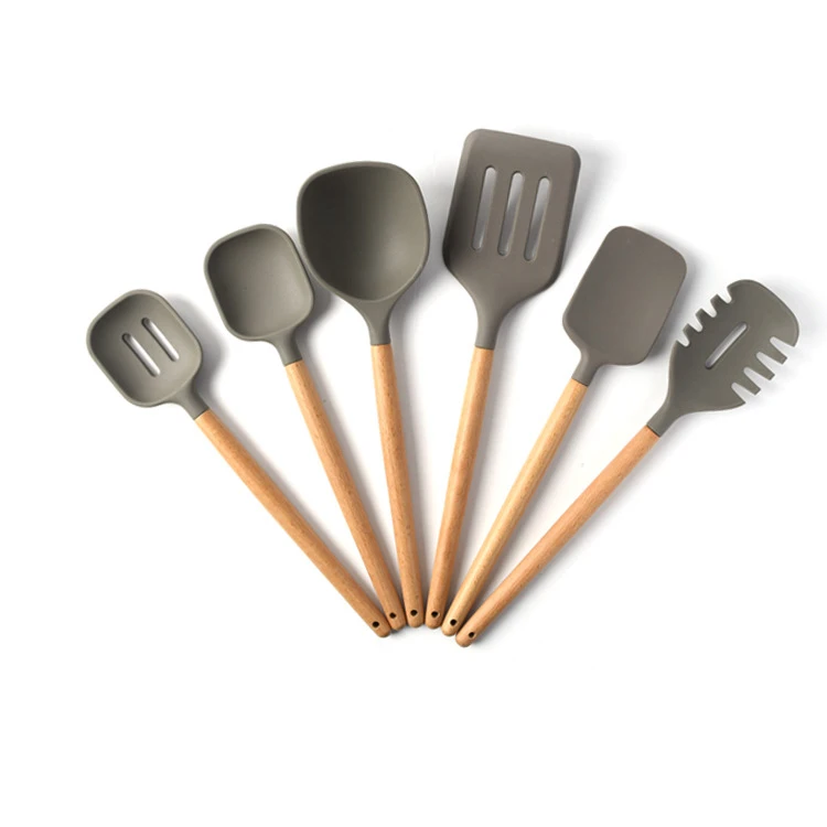 Silicone Kitchen Utensils Cooking Tools  Food Grade Silicone Kitchen Utensils Set With Wood Handle Of 8