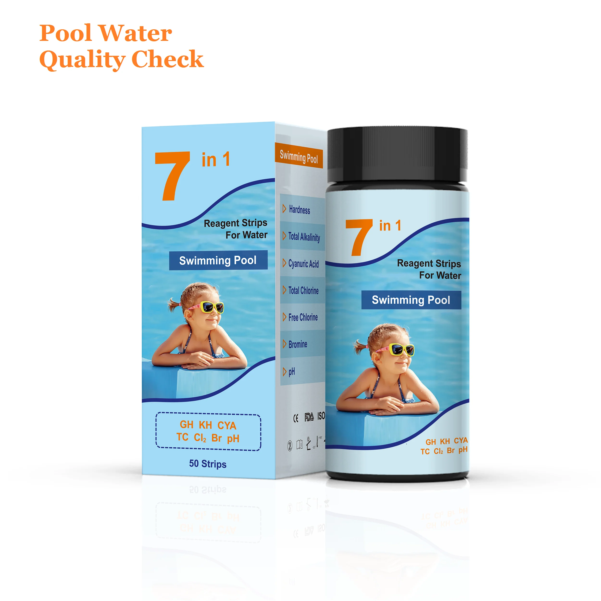 Water Test strip For Pools SPA7  in 1 Fast Test  7 Parameters for Swimming Pool Test Kit