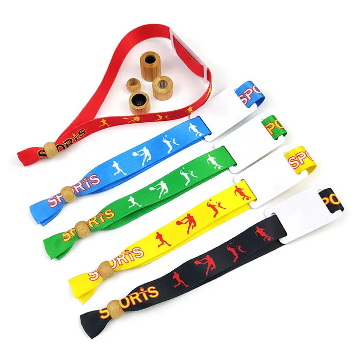Hot selling One time use woven polyester bracelet sliding lock disposable wristband wrist band
