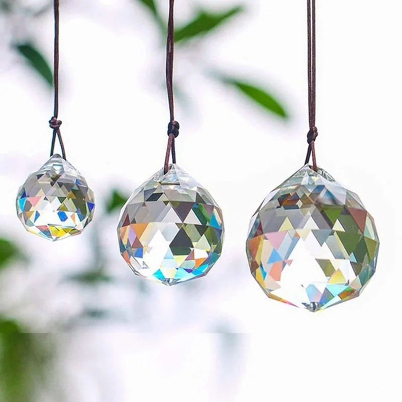 Wholesale Decorative Crystal Diamond Hanging Ball Clear Crystal Lamp Prism Ball With Hole