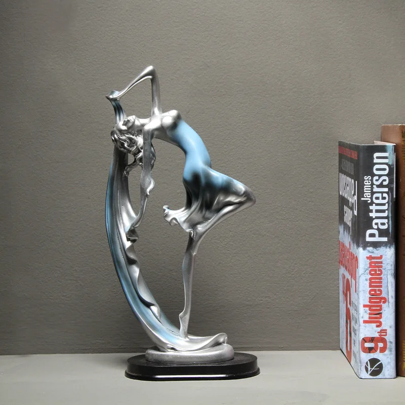 Креативная элегантная скульптура танцовщицы, статуэтка танцующая девушка из смолы, художественное украшение для гостиной, винного шкафа