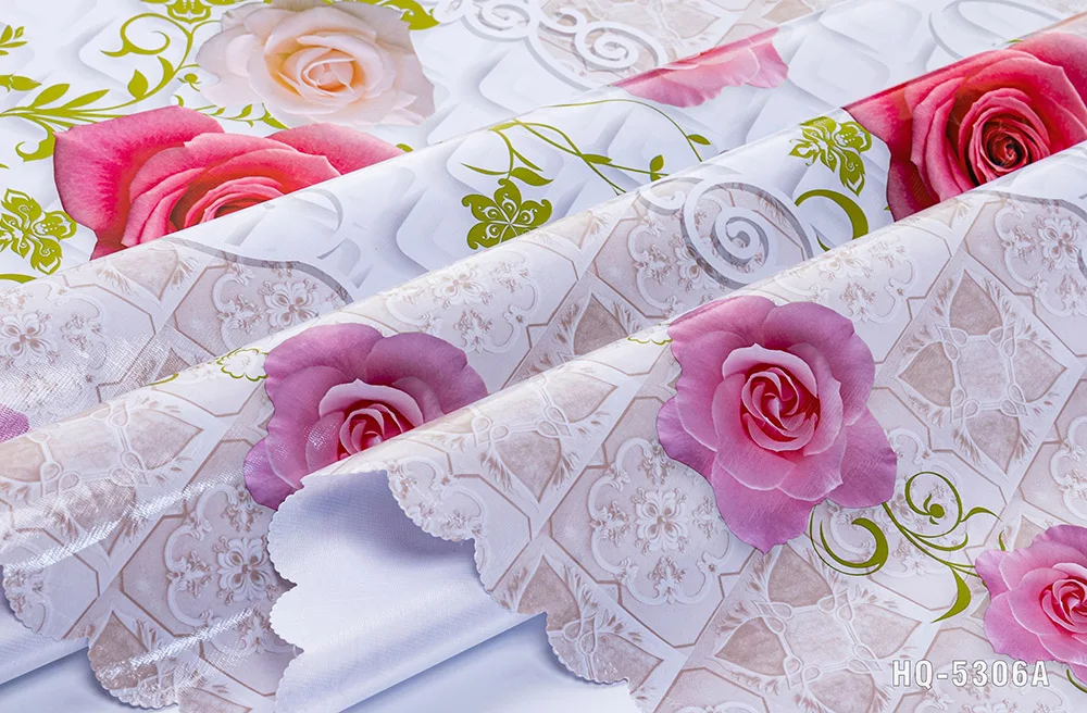 Custom Rose Floral Printed Decorative Plastic PVC Table Cover