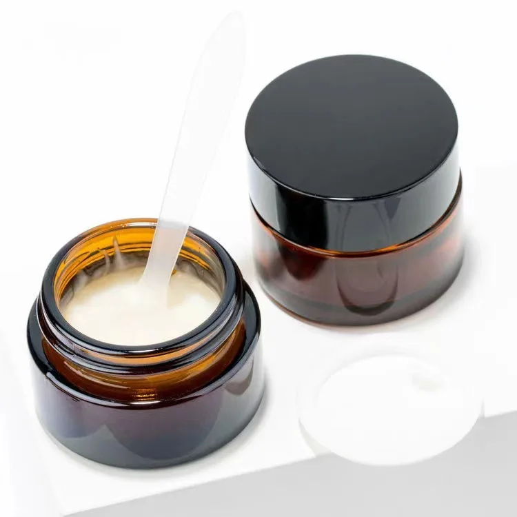 5g 15g 20g 30g 50g Amber Clear Frost Glass Cosmetic Packaging Nail Dip Powder Cream Jar With Pink Gold Screw Lids