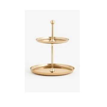 Factory Wholesale Nordic Design Metal Iron Plain 2-Tiers Plate Cake Stand Gold Plated For Home And Restaurants Table Decor