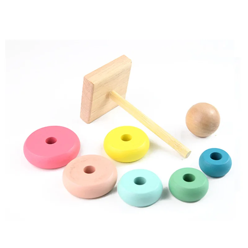 Baby Wooden Building Blocks Stacking Tower Toys Sets Stacking Rainbow Wooden, Rainbow Tower Toys, Rainbow Stacking Toy