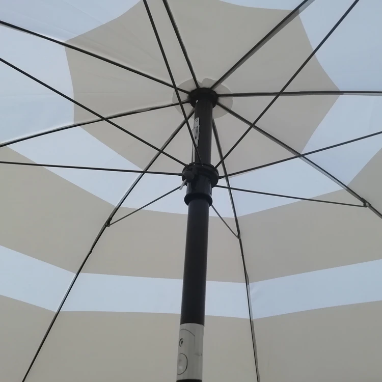 
Patio Beach Waterproof Steel 7.5Ft White Striped Garden Umbrella 