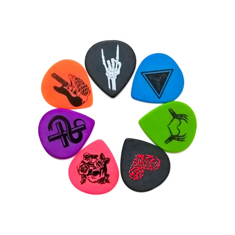 Cheerhas 10Pcs Mixed Thickness Teardrop Shape Guitar Picks for Electric Guitar Picks Double side color printing