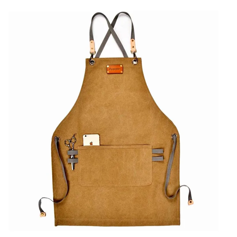 Canvas Cook Barista Bartender Chef Hairdressing Apron Catering Uniform Work Wear Anti-Dirty Overalls