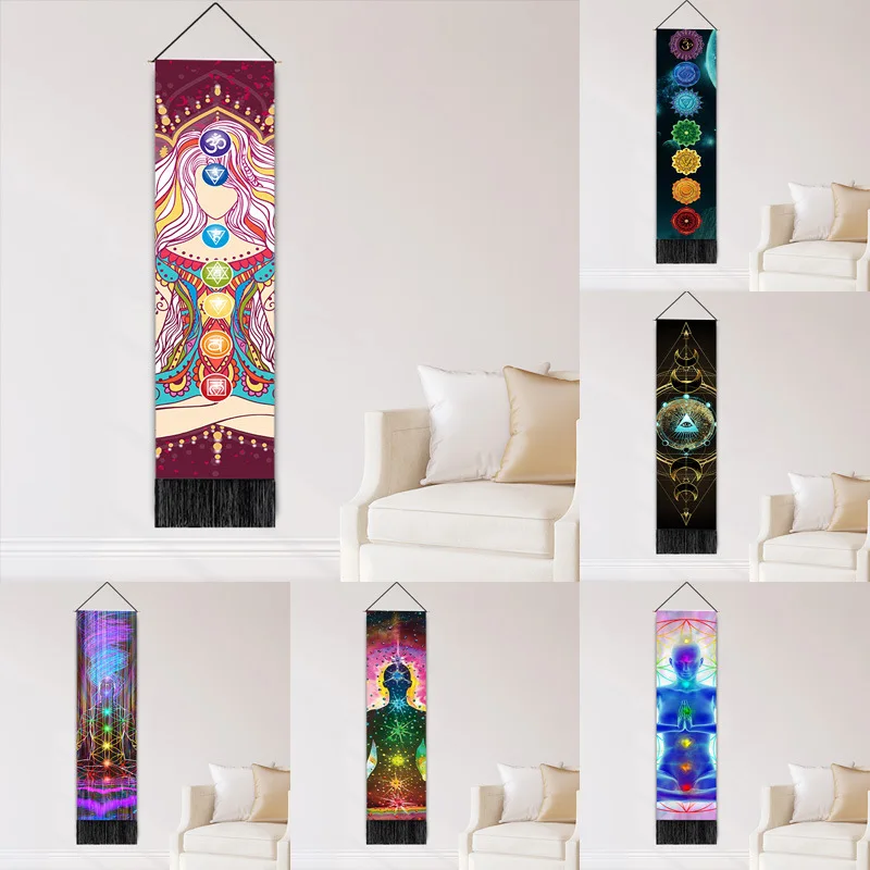 Hanging Paintings Seven Chakras Series Decorative Background Tapestry Bohemian Tassels Hanging Paintings