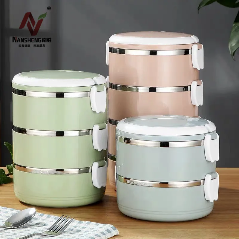 3 Layer stainless steel school tiffin lunch box insulated bento lunch box with food warmer