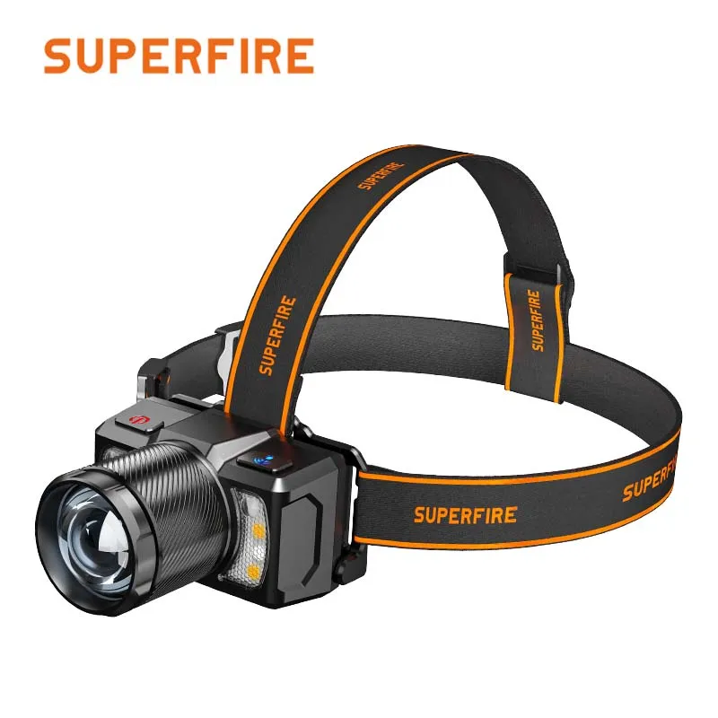 LED Rechargeable Headlamp High Lumens Super Bright Hunting Headlamps with Motion Sensor 8 Modes Zoomable Headlight