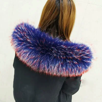 Factory price real raccoon fur shawl collar for down jackets custom
