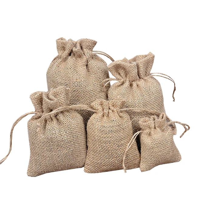 
Factory Price Natural Reusable Custom Logo Printed Drawstring Jute Bag 