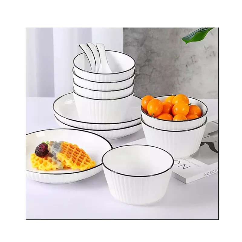 Nordic Ceramic Tableware Western Dinner Plate Strengthened Porcelain Unbreakable Tableware Sets luxury Ceramic Fruit Plate