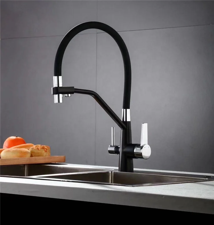Stainless  steel filtered tap water purifier  high quality cold and hot kitchen sink faucet three way kitchen faucet