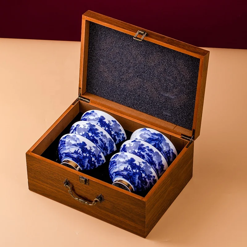 Yaoshuai Jingdezhen Chinese style Bamboo Hat Shape household blue and white porcelain glazed rice bowl antique bowl