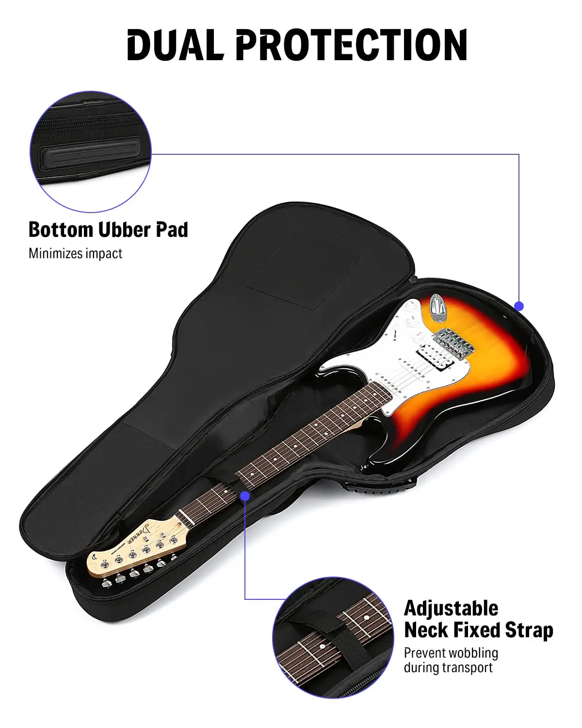 Adjustable Shoulder Strap Acoustic Classical Guitar Case with Soft Padded Waterproof Gig Bag for Music Instrument Protection