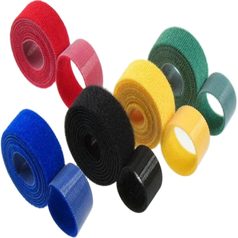 Self Adhesive Hook and Loop Sticky Patches Custom Size Stick on Hook Loop cable tape