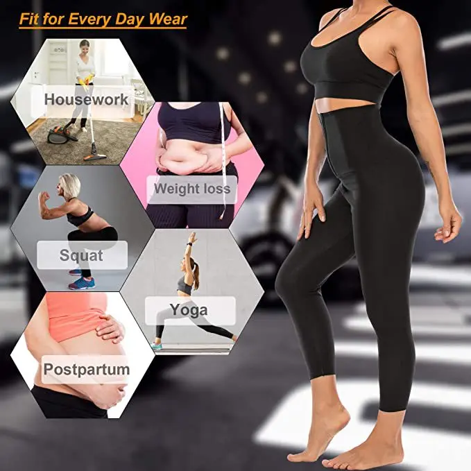 Custom Logo Neoprene  Women Fitness Lose Weight Tummy Control Waist Trainer Corset Leggings Sauna Sweat Pants
