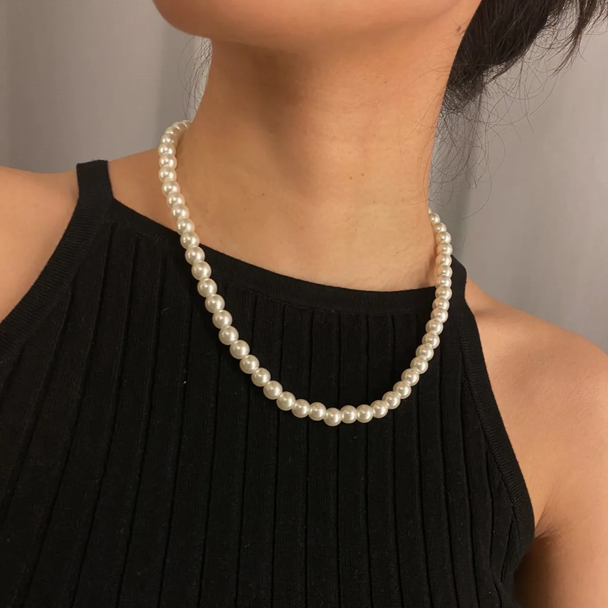 Holiday style rice bead braid small fresh clavicle chain simple bead chain collar