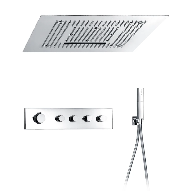 HIMARK luxury waterfall shower system bathroom ceiling mounted thermostatic shower faucet set
