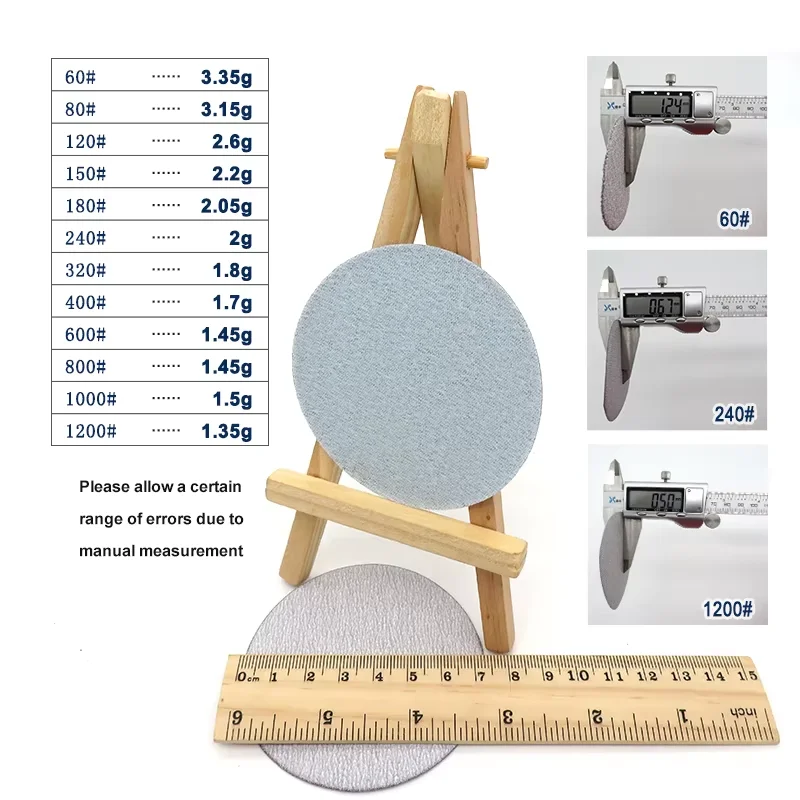 3Inch 75mm Grit 60-1200 White Dry Sandpaper Sand Abrasive Disc Sanding Sheet for Wood Sandpaper Metal Polishing