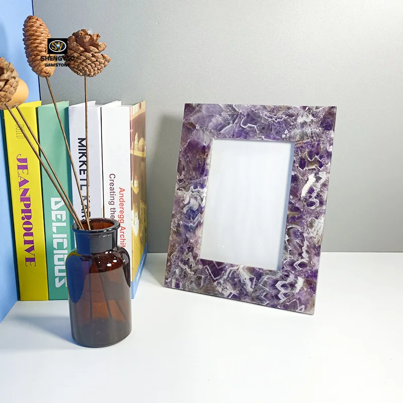 Amethyst Quartz Stone Decorative Photo Frame for Home Decoration Custom Size Photo Frame