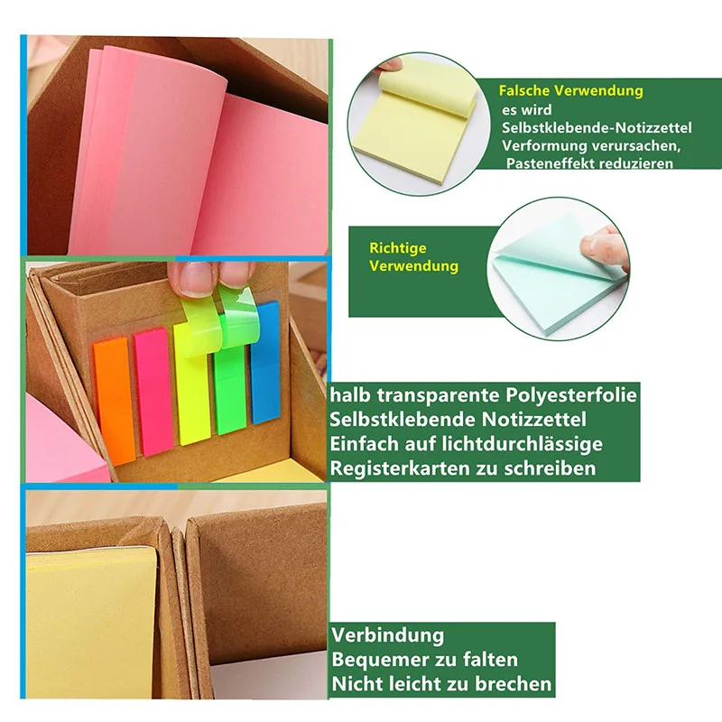 Bview Art Multicolor Memo Cube Sticky Notes Set With 2 Stimulating Card For Students Back to School