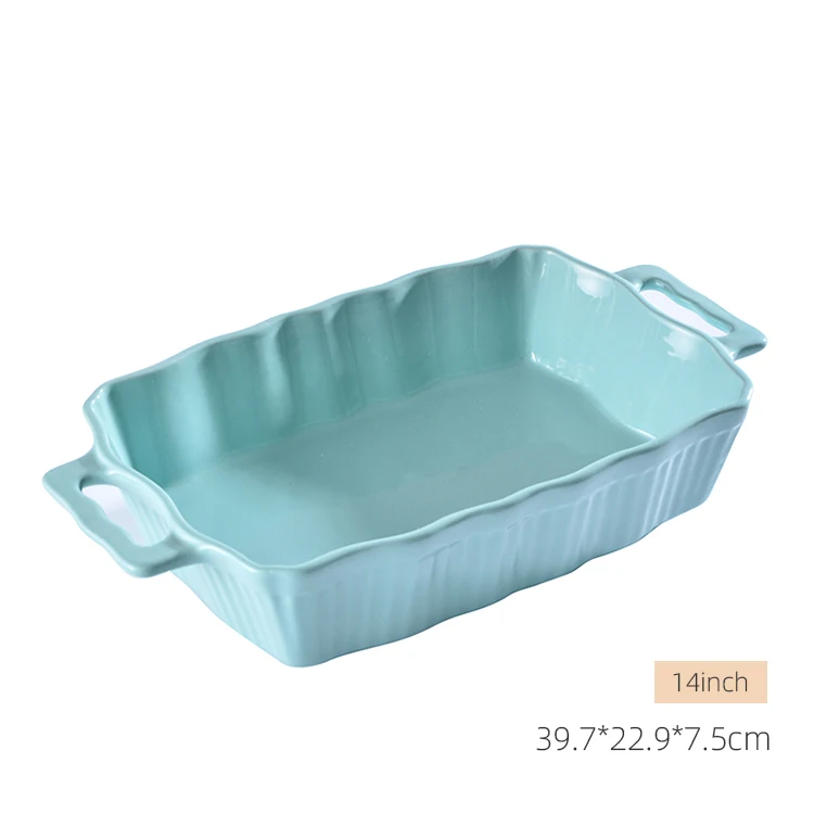 Multi Color Rectangular Ceramic Bakeware Set Oven Safe Baking Dish Cookware Baking Pan Tray