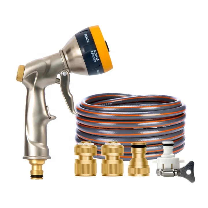 Portable Copper Alloy Spray Water Guns with 7-Pattern Metal Water Jet for Watering Yard