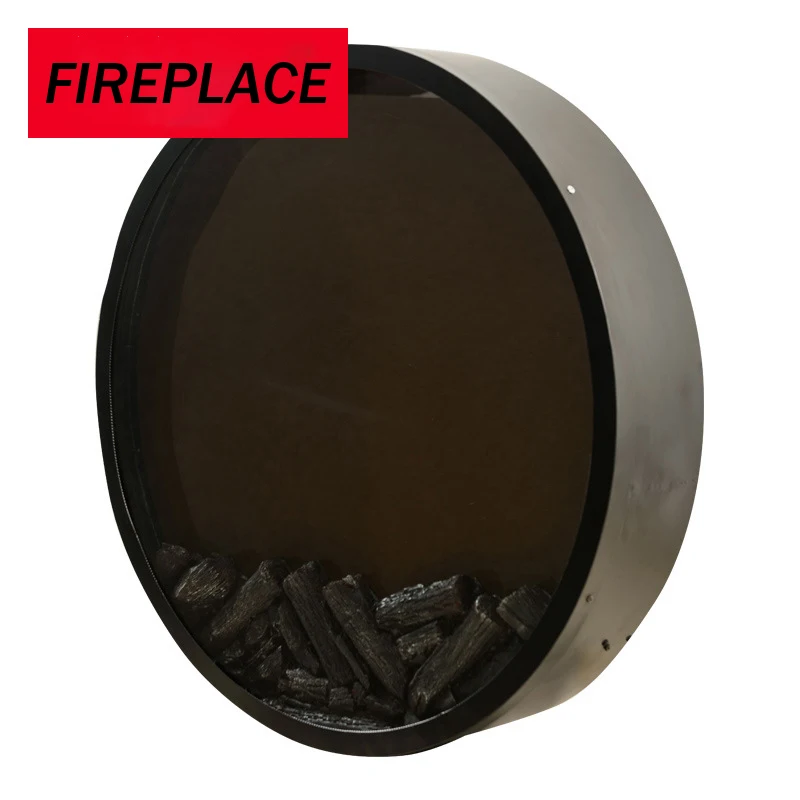 Box LED Bulb Wooden Manufacturers Core Simulation Embedded LED Electronic Fireplace Decorative Round Electric Fireplace Indoor