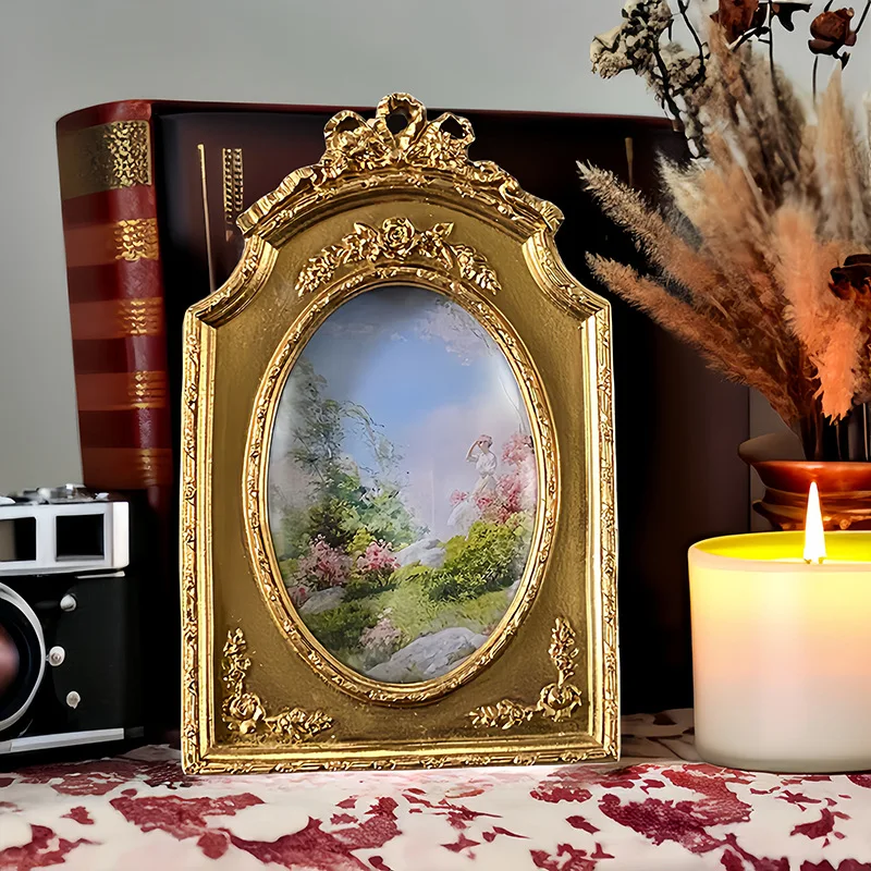 Poly Resin mini small photo kids glass frame gold baroque frame children favor gift home decoration